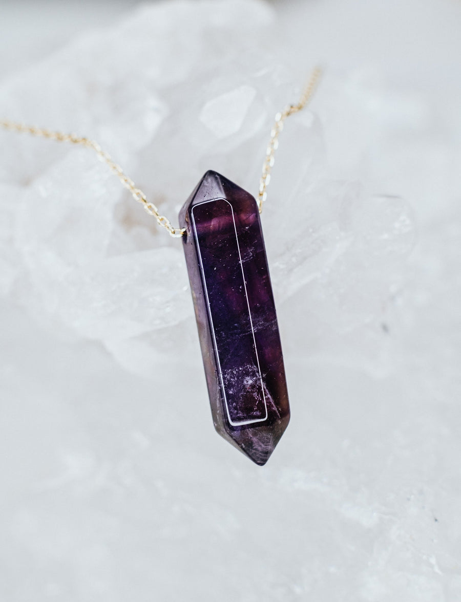 Amethyst silver point necklace
