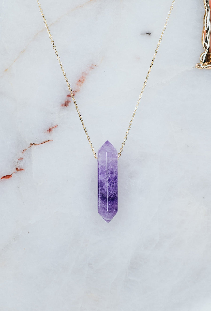 Amethyst silver point necklace