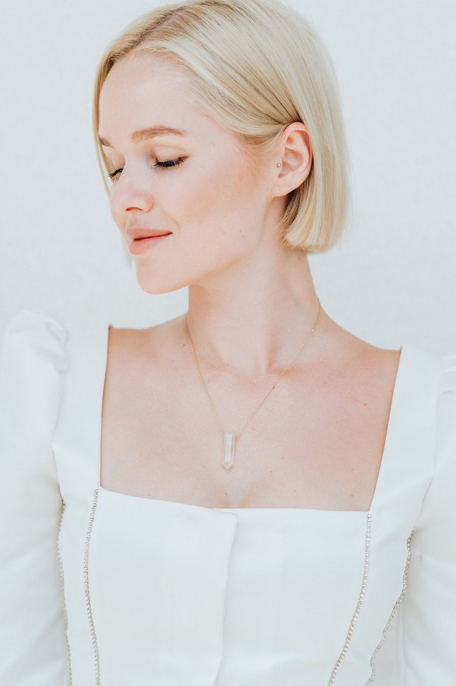 Collier à pointes en quartz rose