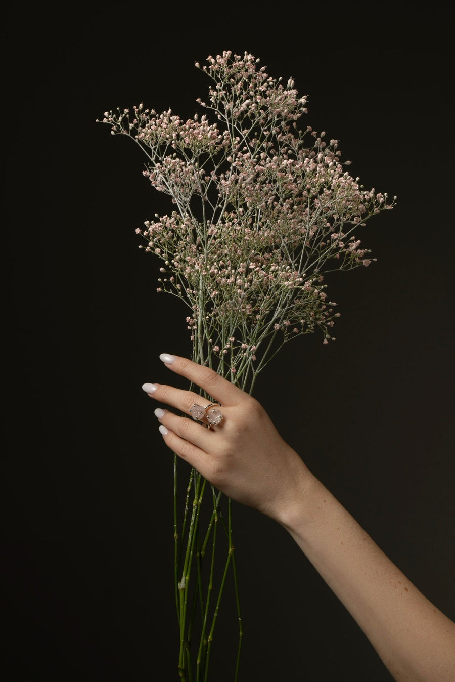 Bague double en quartz rose