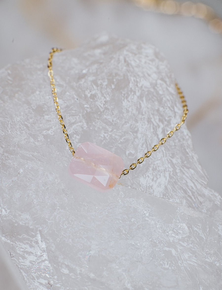 Rose quartz square bracelet