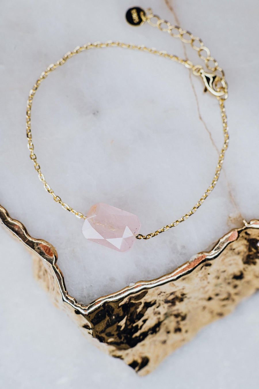 Rose quartz square bracelet