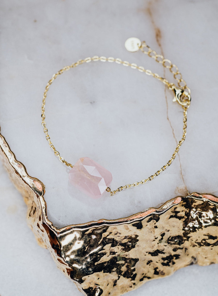 Rose quartz square bracelet