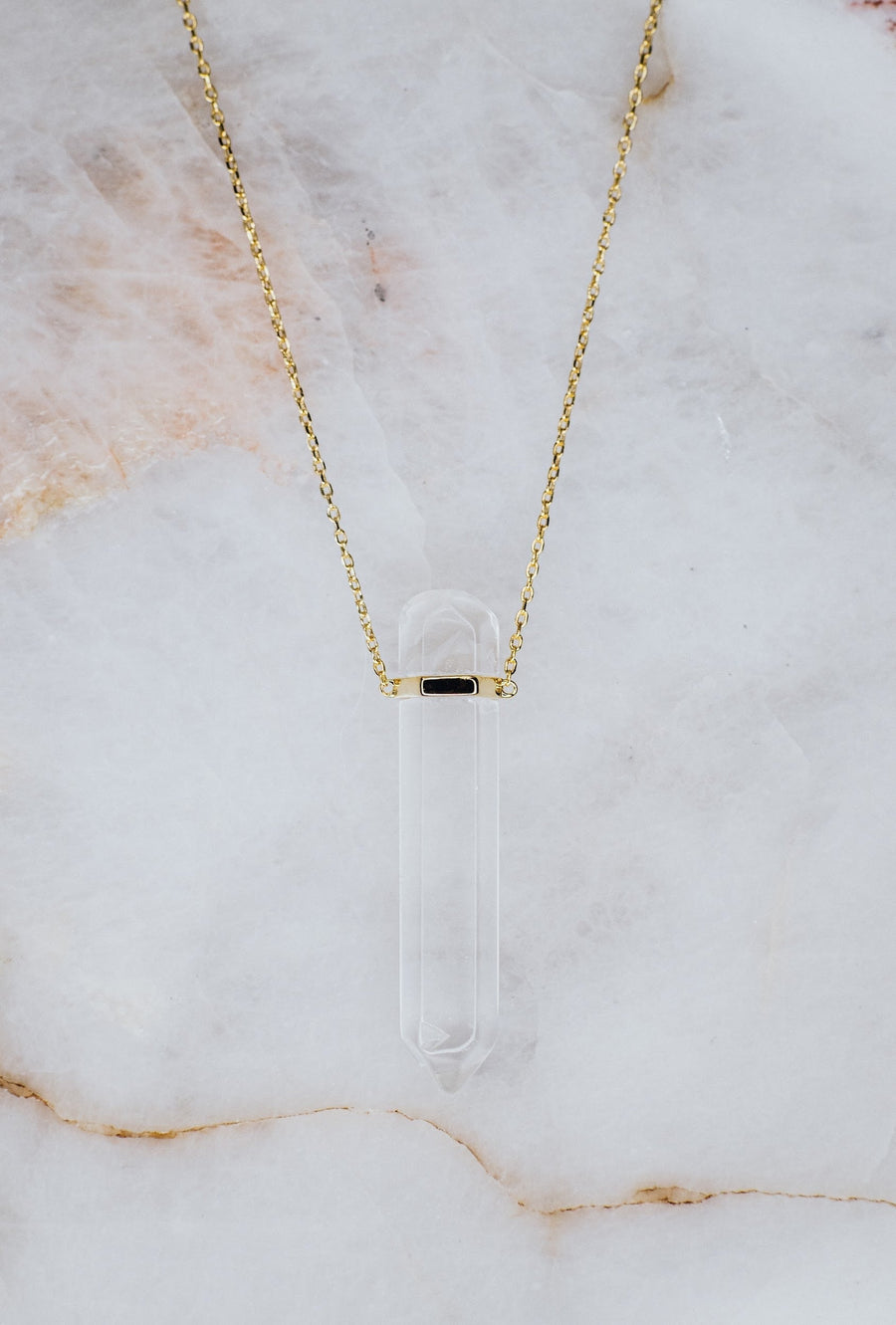 Statement clear quartz necklace