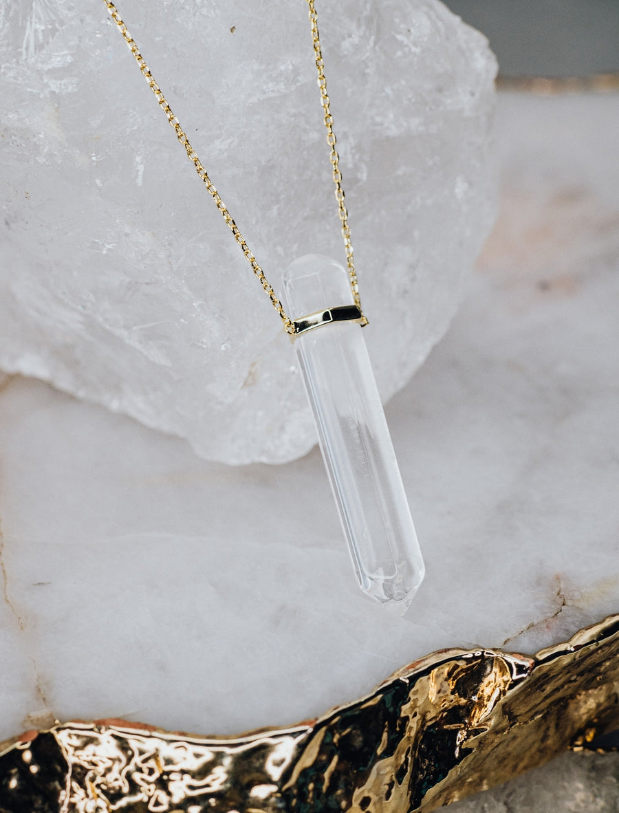 Statement clear quartz necklace