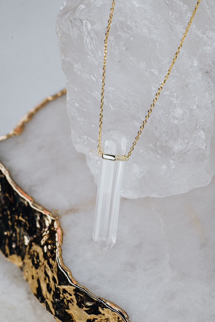 Statement clear quartz necklace