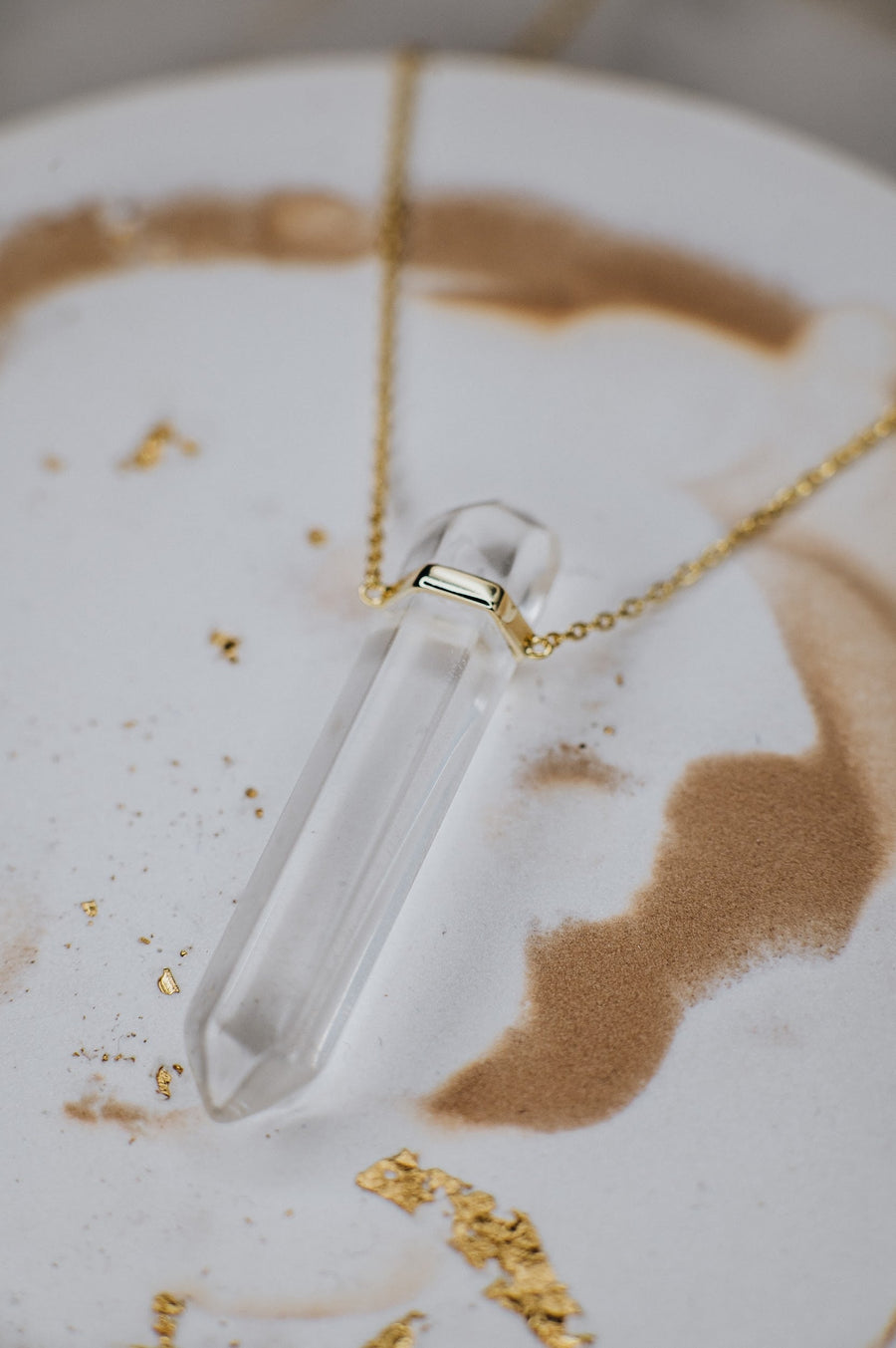 Statement clear quartz necklace