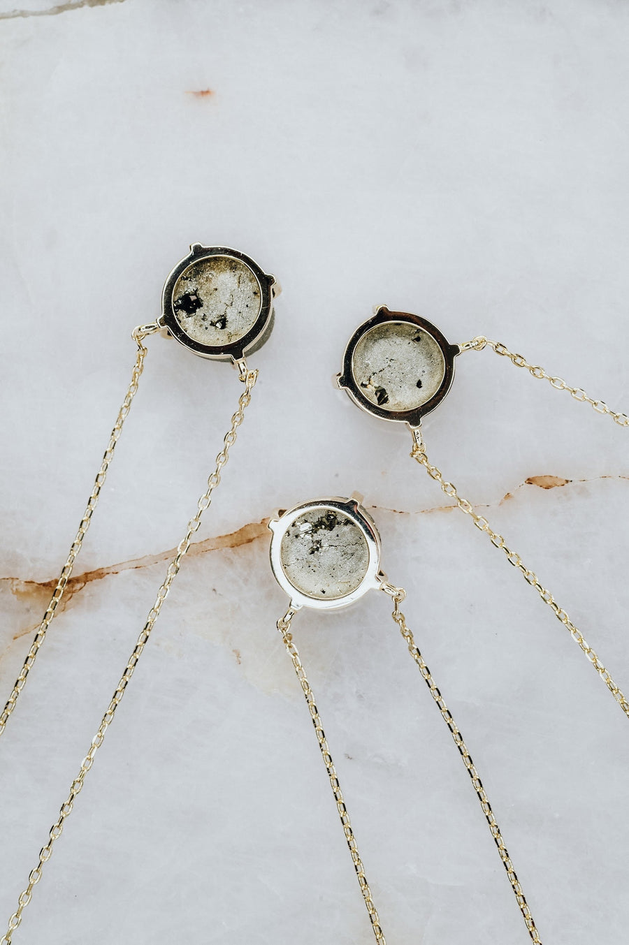 Pyrite silver and 14K gold plated necklace