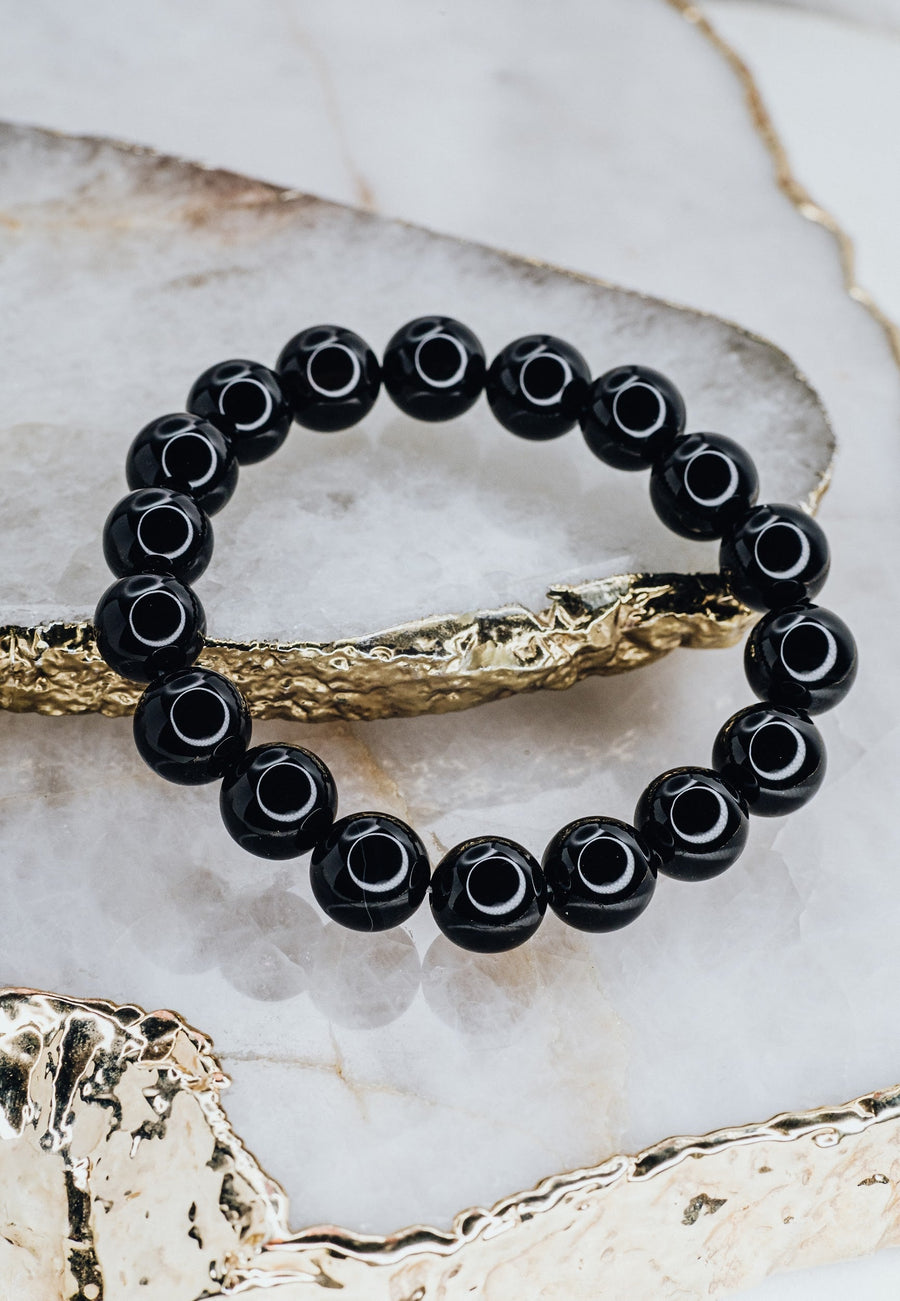 Bracelet de perles en onyx noir 12 mm