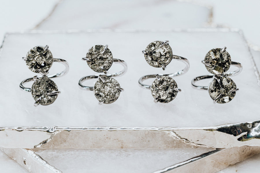 Pyrite silver ring