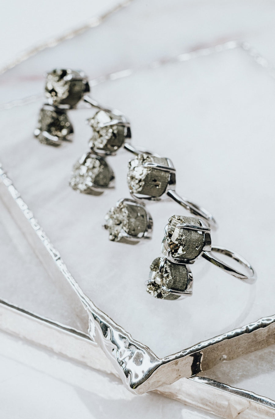 Pyrite silver ring
