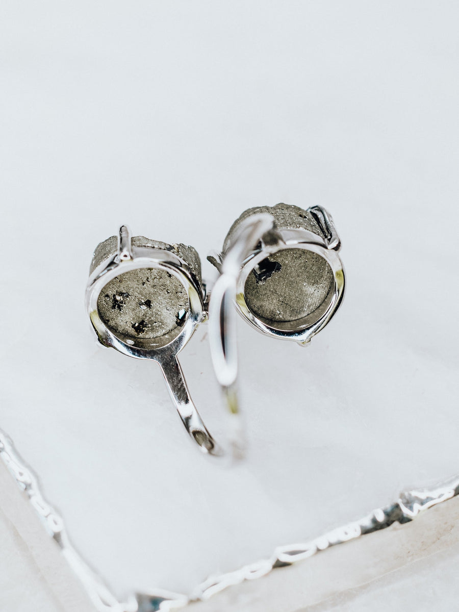 Pyrite silver ring