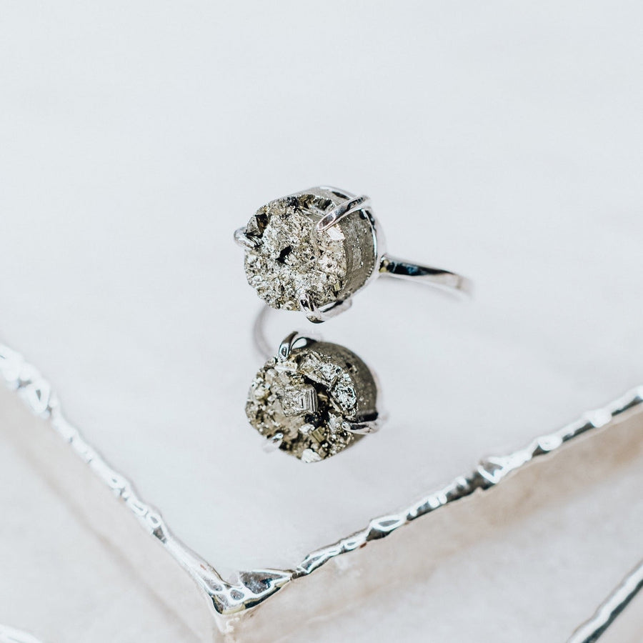 Pyrite silver ring