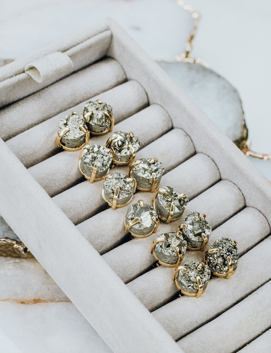 Boucles d’oreilles puces en pyrite argenté