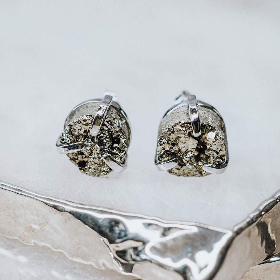 Boucles d’oreilles puces en pyrite argenté