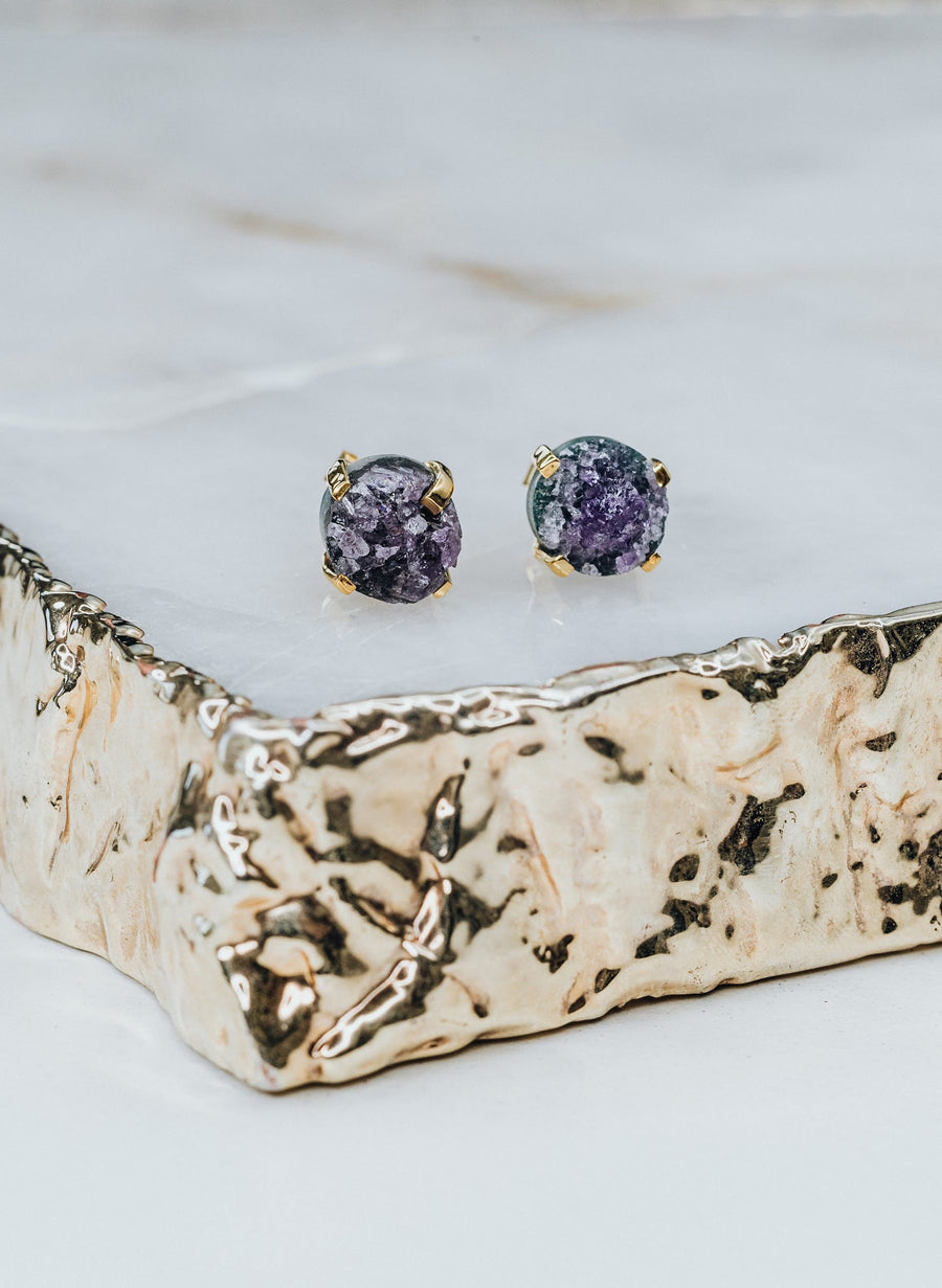 Boucles d'oreilles cloutées en améthyste