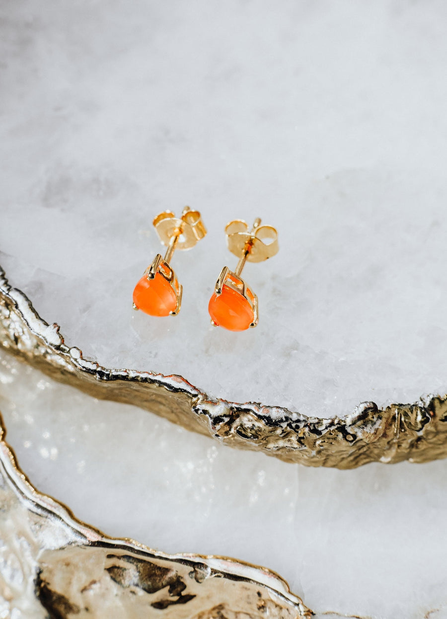Boucles d'oreilles larme en cornaline plaquées or