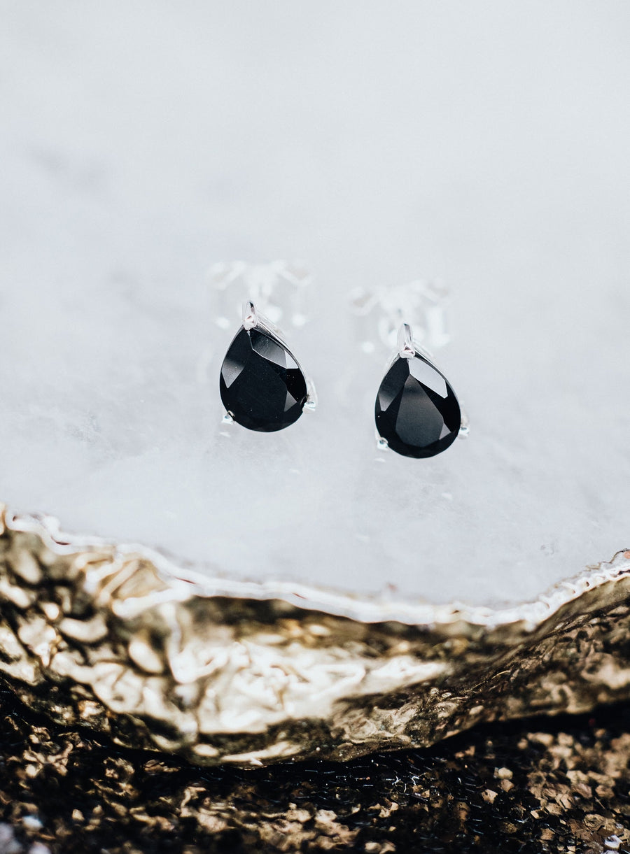 Boucles d'oreilles larme en onyx noir