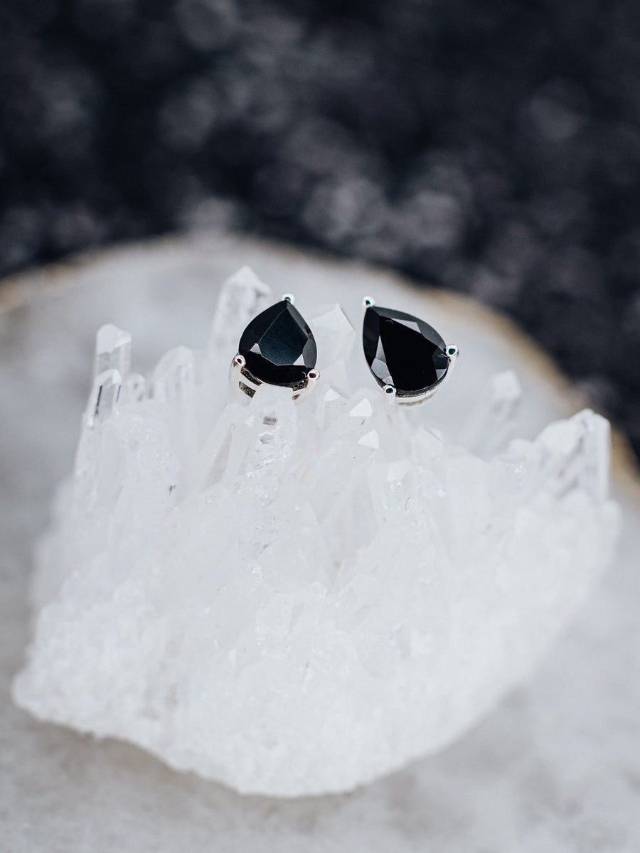 Boucles d'oreilles larme en onyx noir