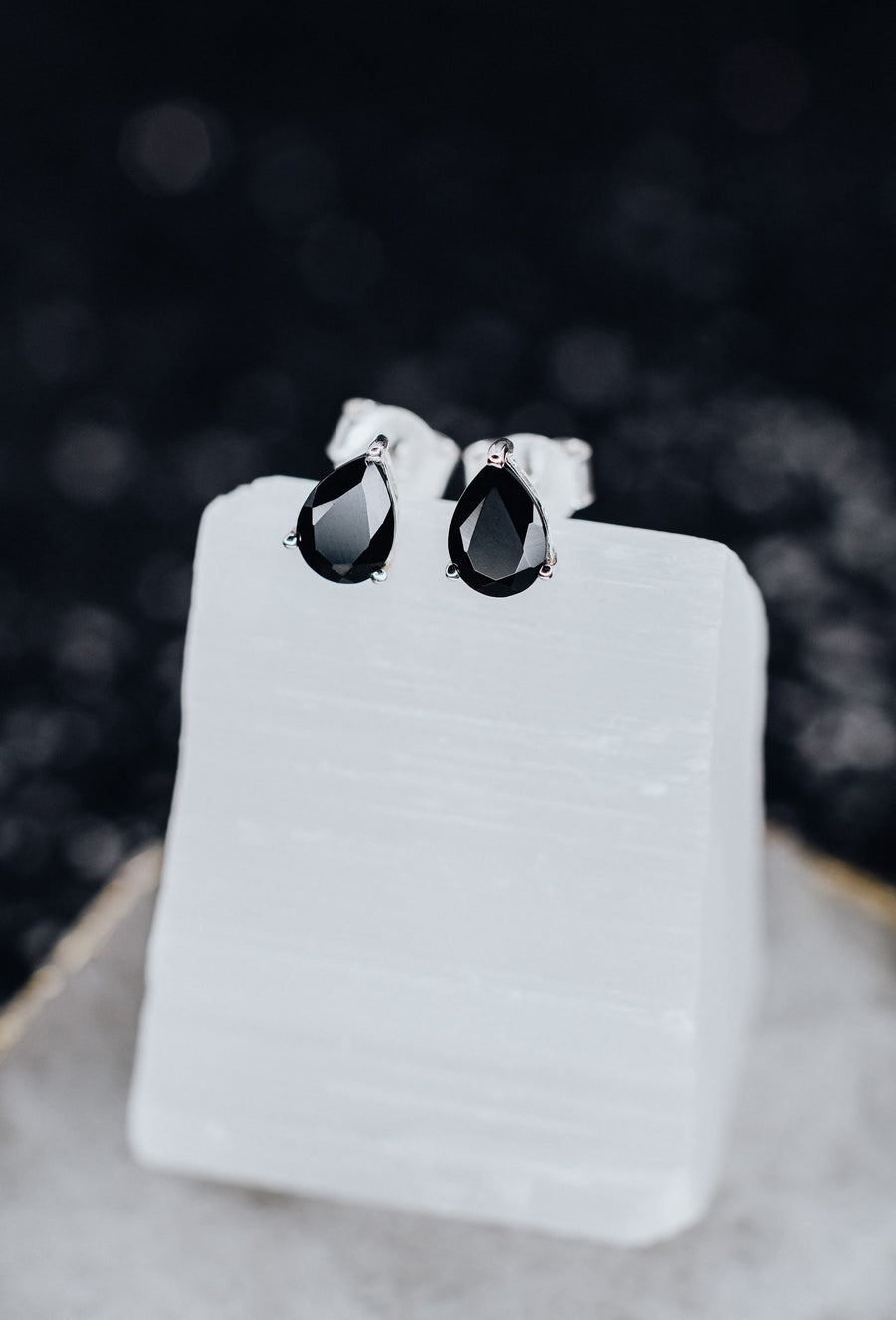 Boucles d'oreilles larme en onyx noir