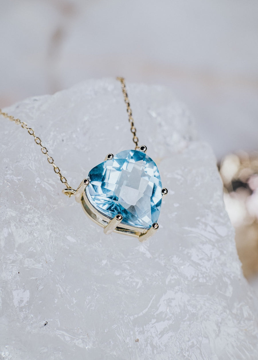 Heart blue topaz necklace