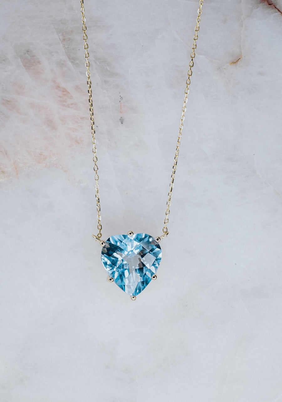 Heart blue topaz necklace