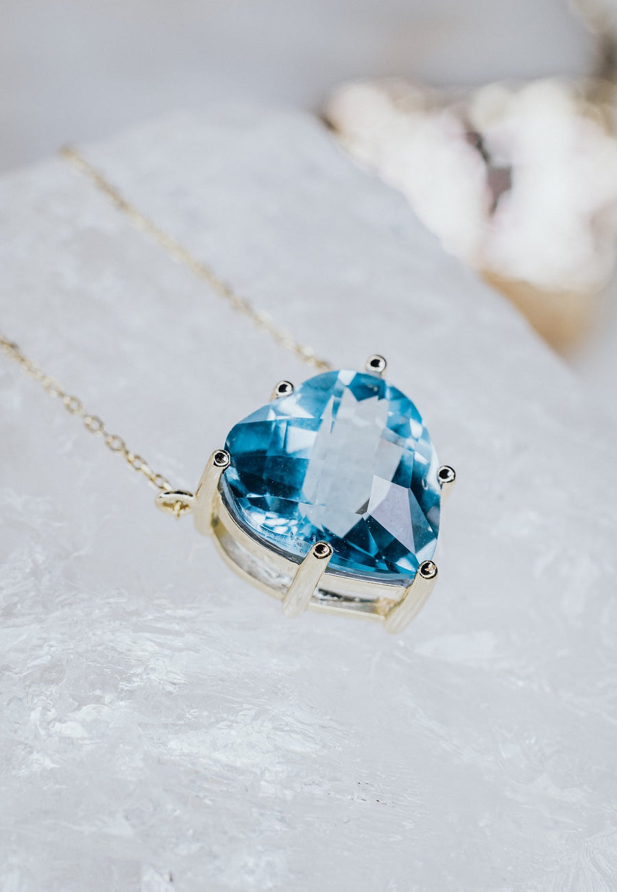 Heart blue topaz necklace
