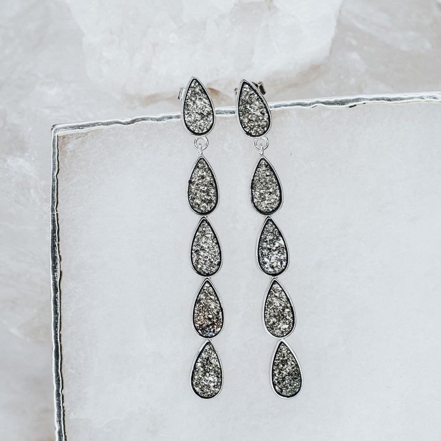 Boucles d'oreilles larme en quartz druzy