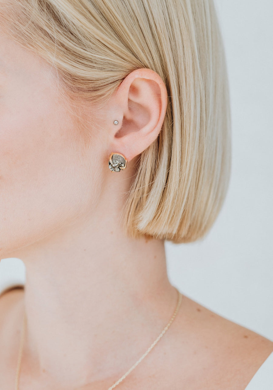 Boucles d’oreilles puces en pyrite argenté