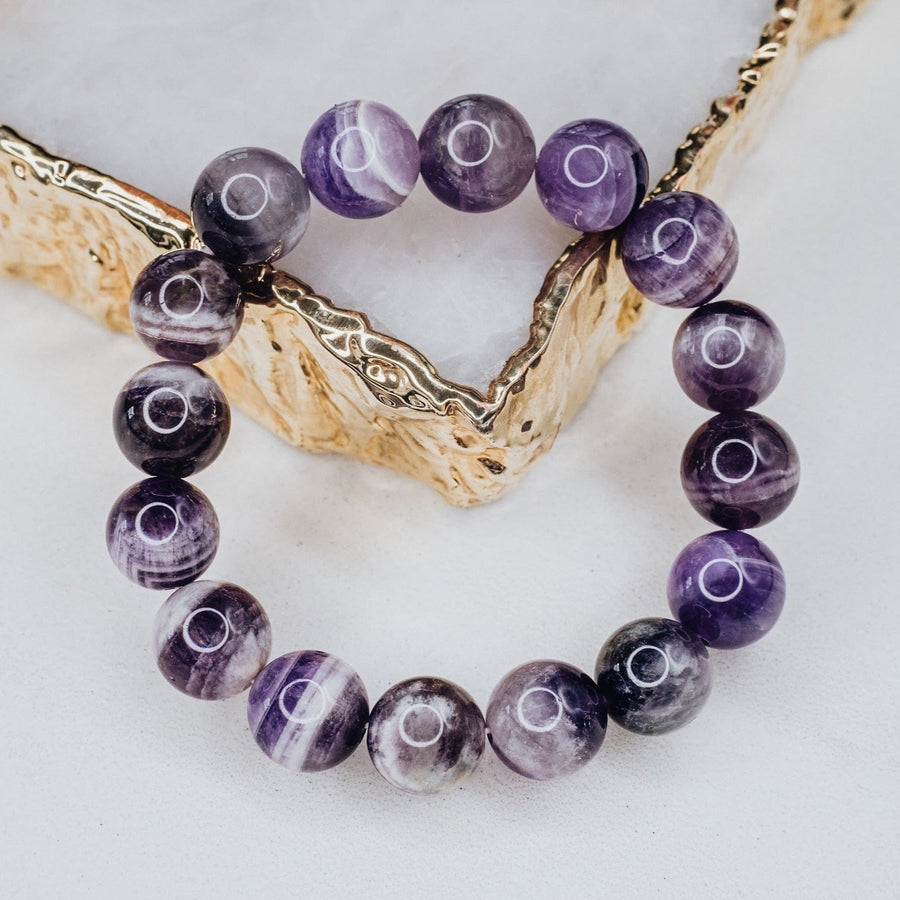 Bracelet en perles d’améthyste de 12 mm