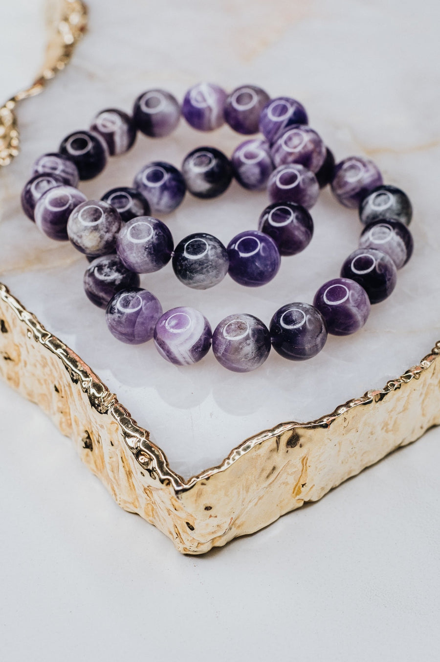 Bracelet en perles d’améthyste de 12 mm