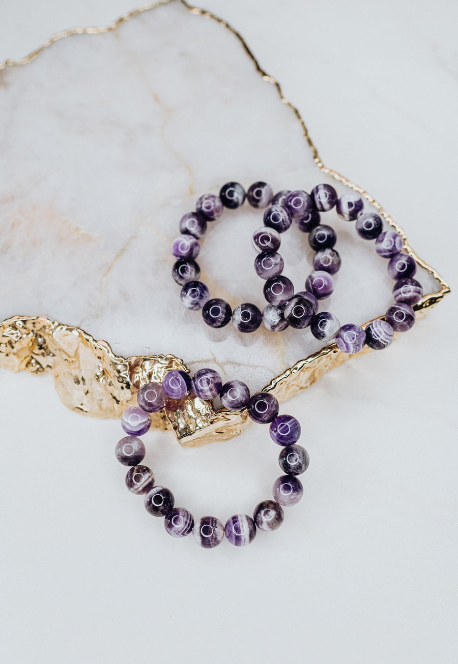 Bracelet en perles d’améthyste de 12 mm