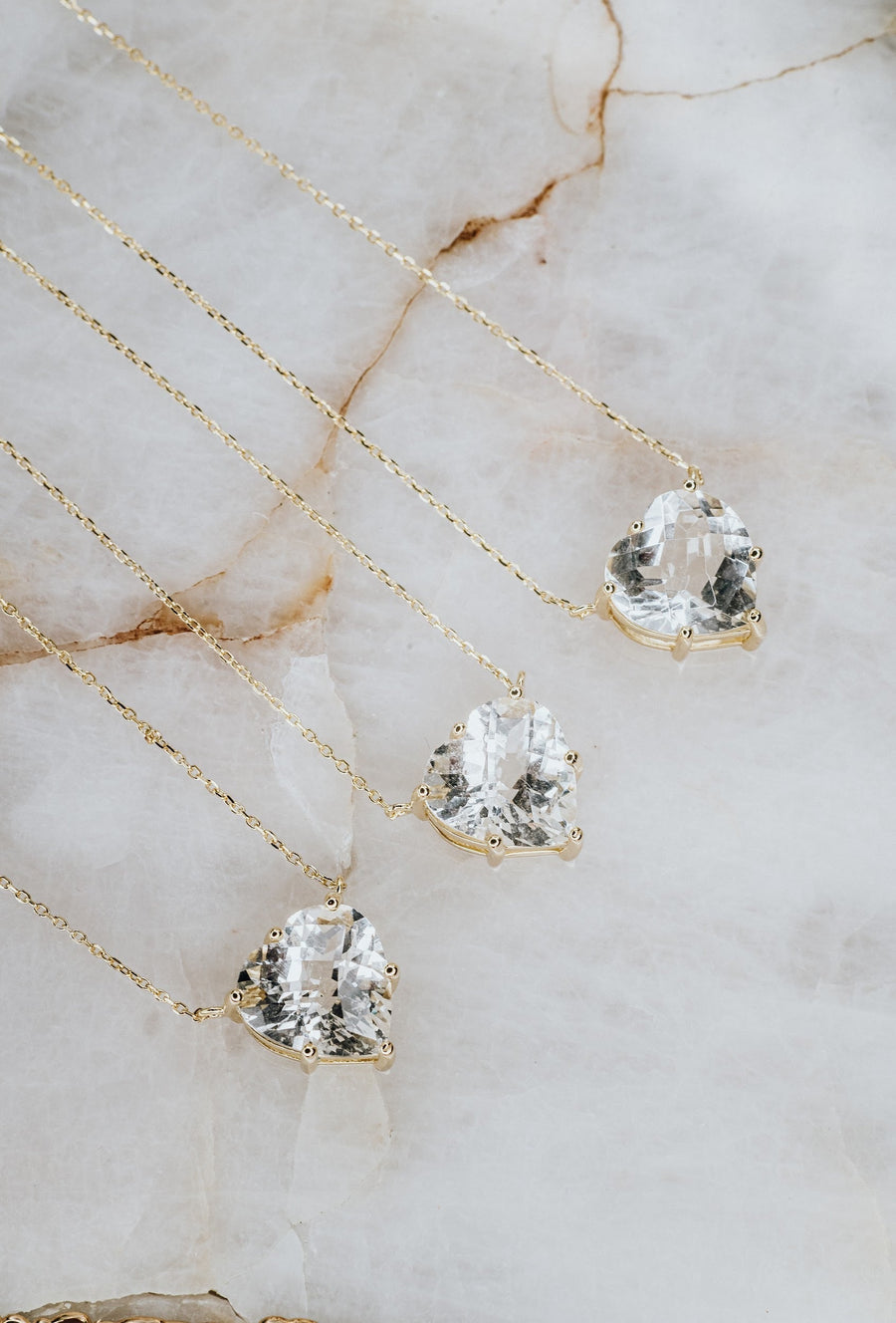 Collier cœur en quartz clair