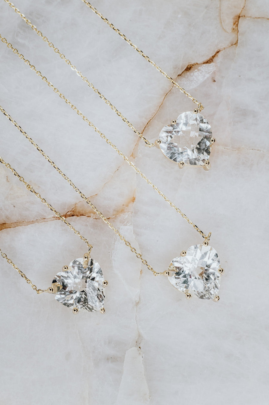 Collier cœur en quartz clair