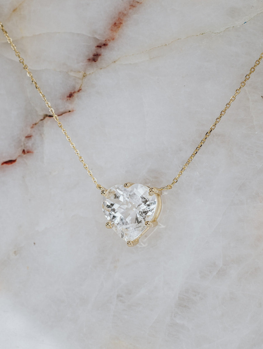 Collier cœur en quartz clair