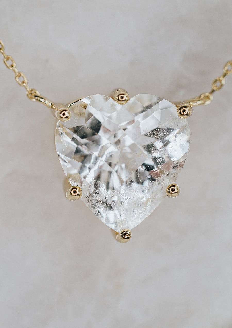 Collier cœur en quartz clair