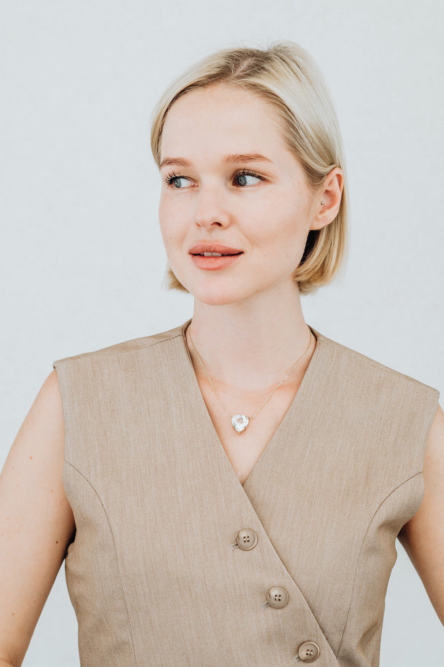 Collier cœur en quartz clair