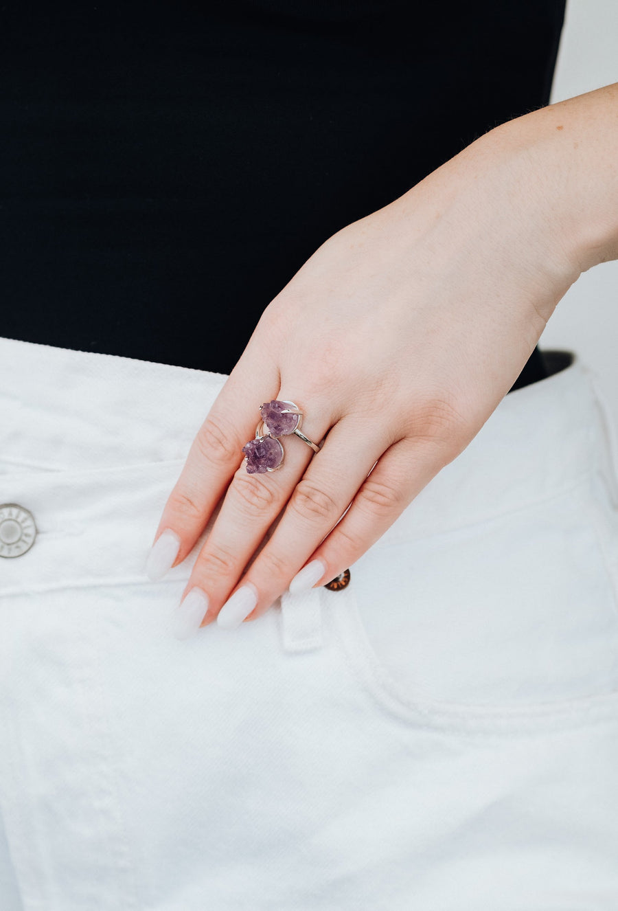 Bague en argent avec améthyste