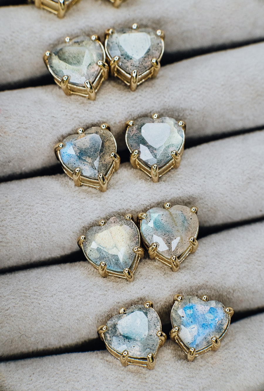 Boucles d'oreilles cœur en labradorite
