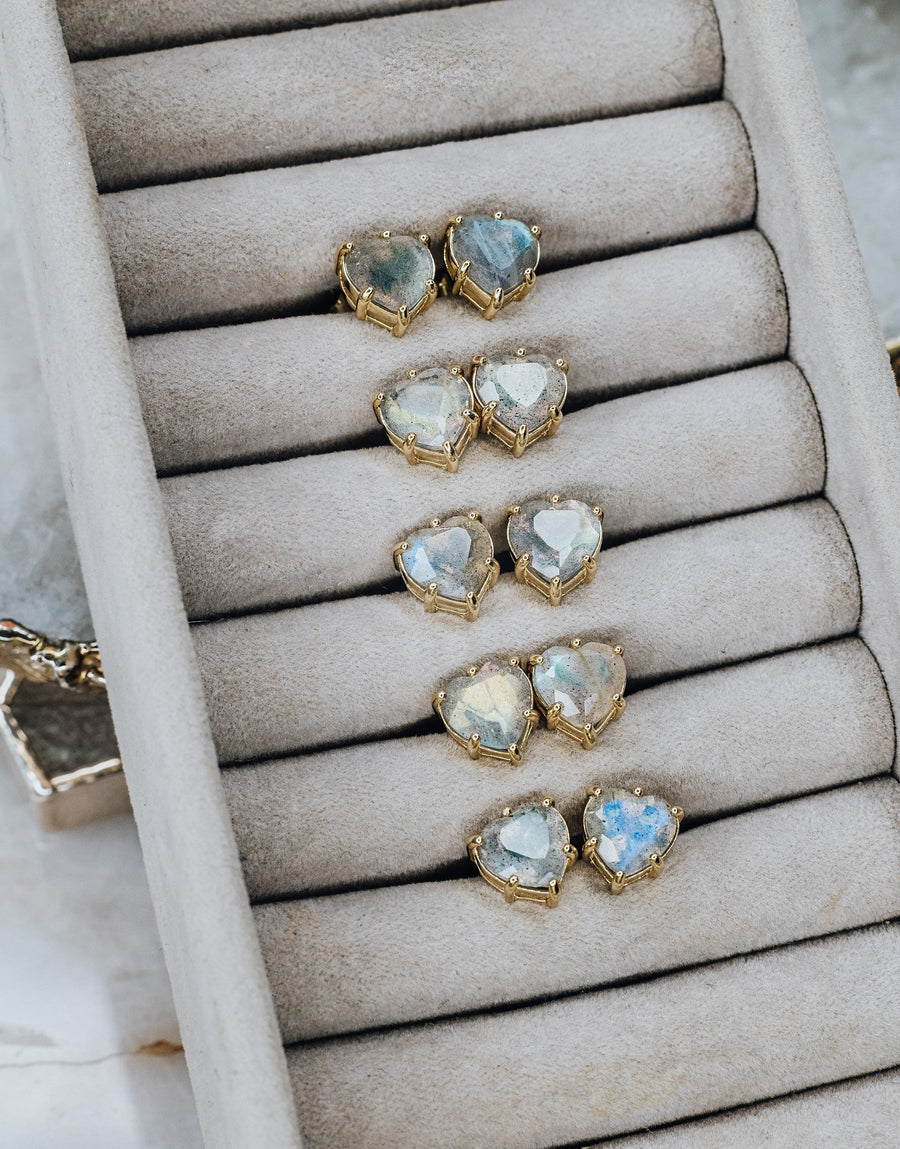 Boucles d'oreilles cœur en labradorite