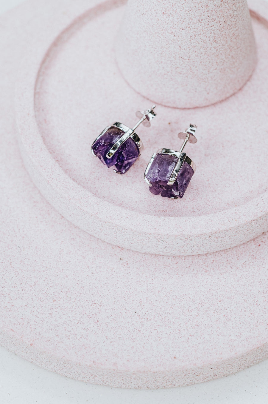 Boucles d'oreilles en argent avec améthyste