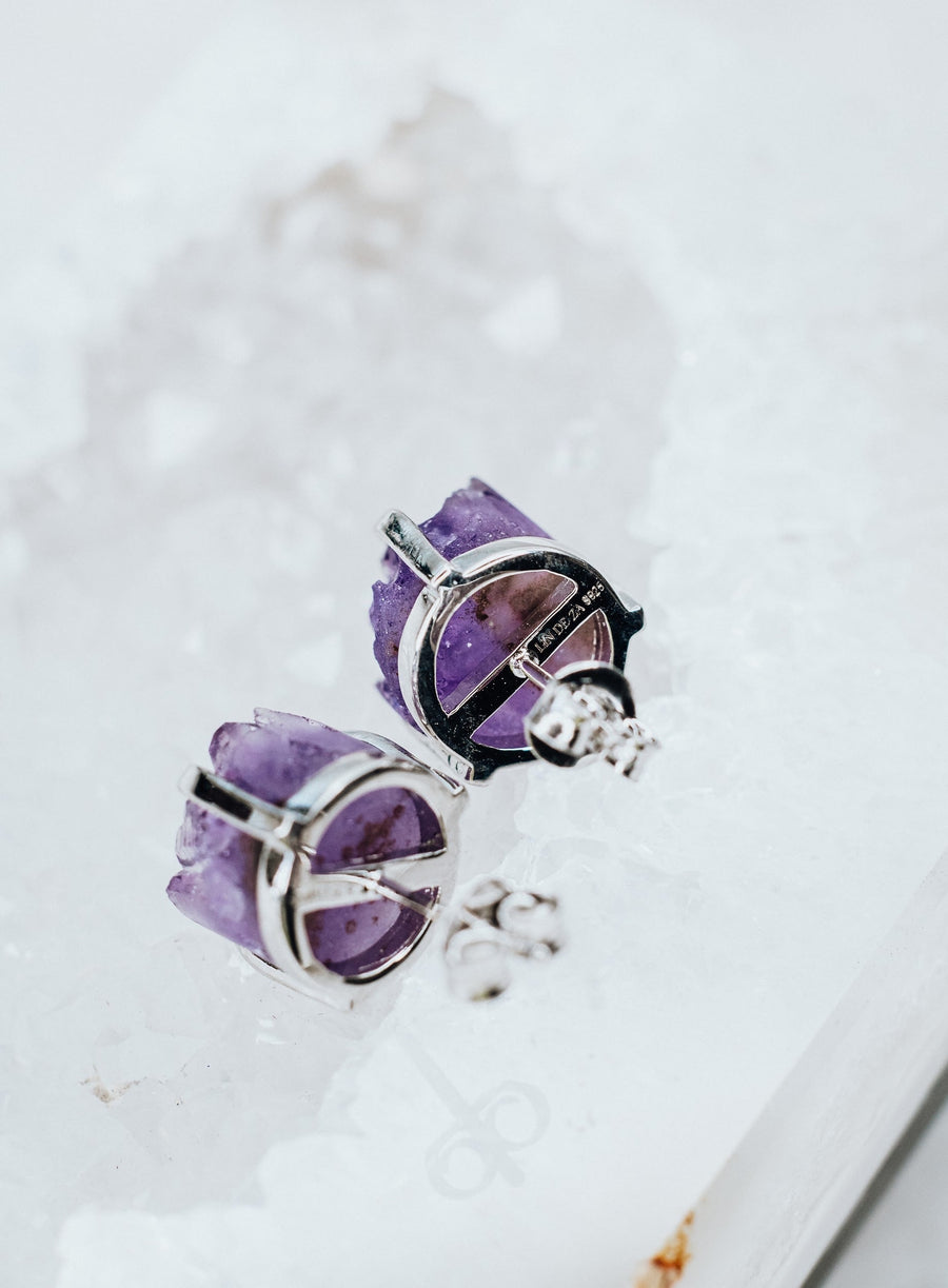 Boucles d'oreilles en argent avec améthyste