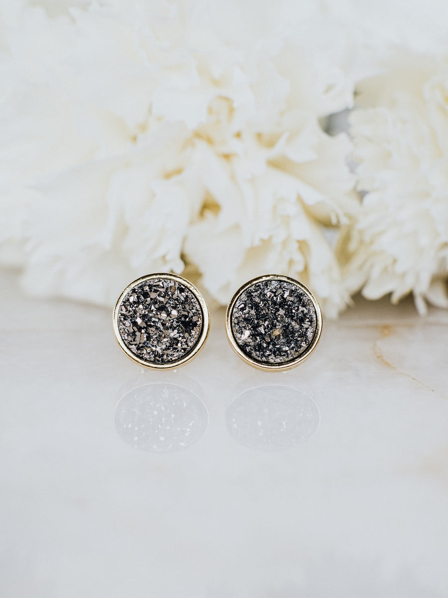 Quartz druzy silver earrings