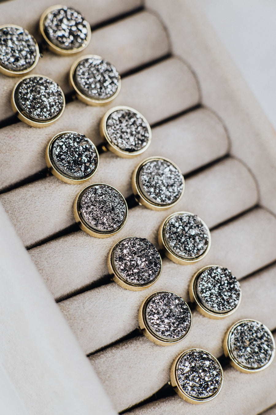 Quartz druzy silver earrings