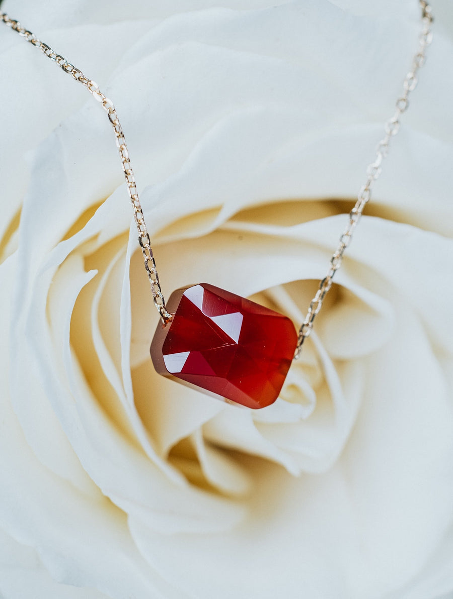 Carnelian square necklace