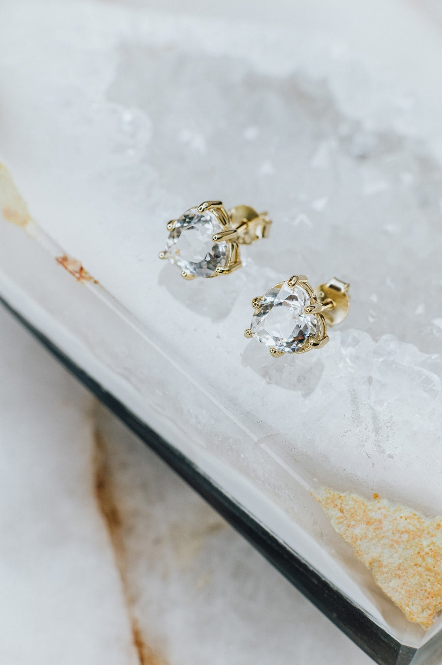 Boucles d'oreilles cœur en quartz clair