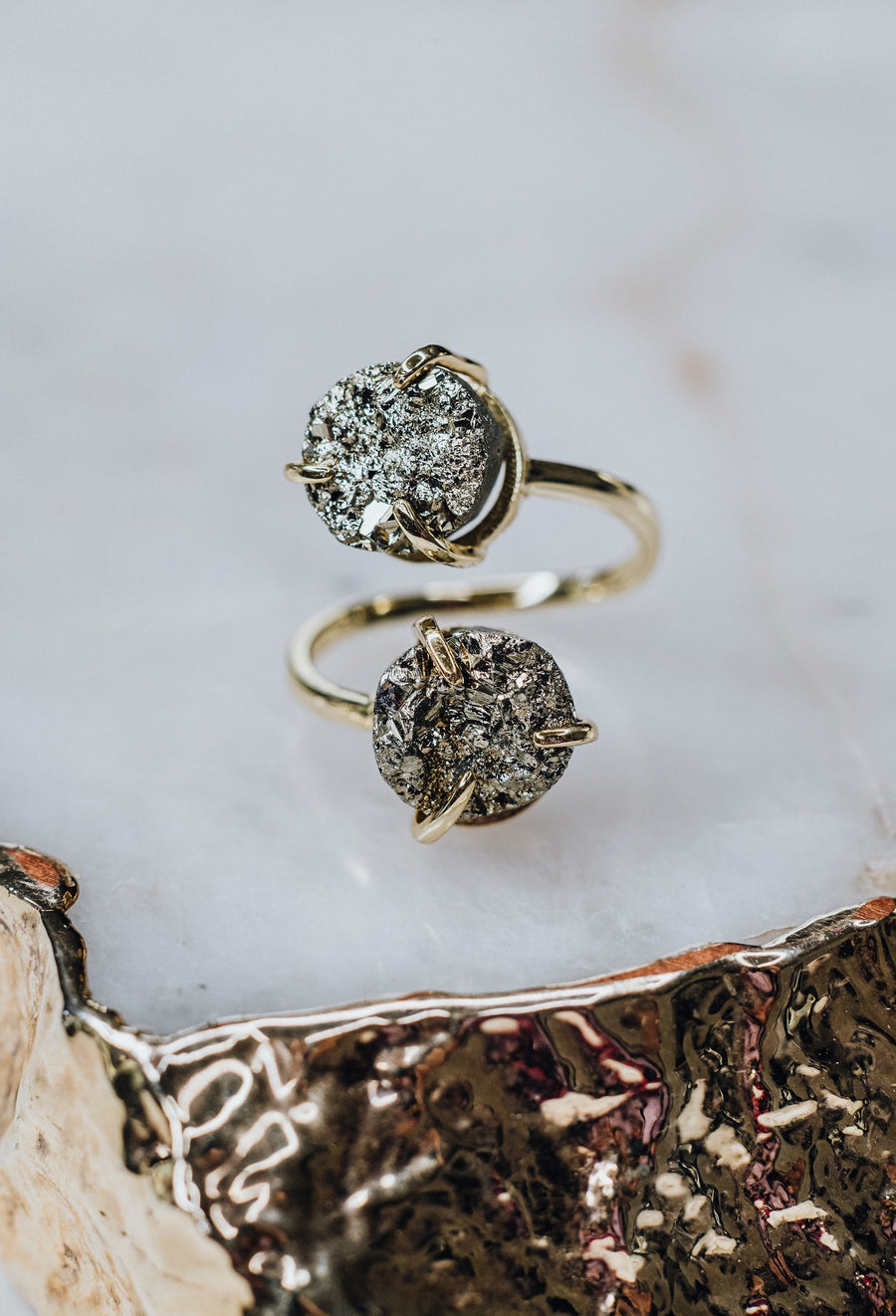Bague en argent sterling en pyrite