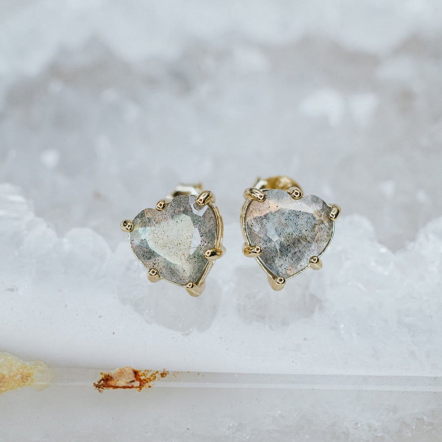Boucles d'oreilles cœur en labradorite