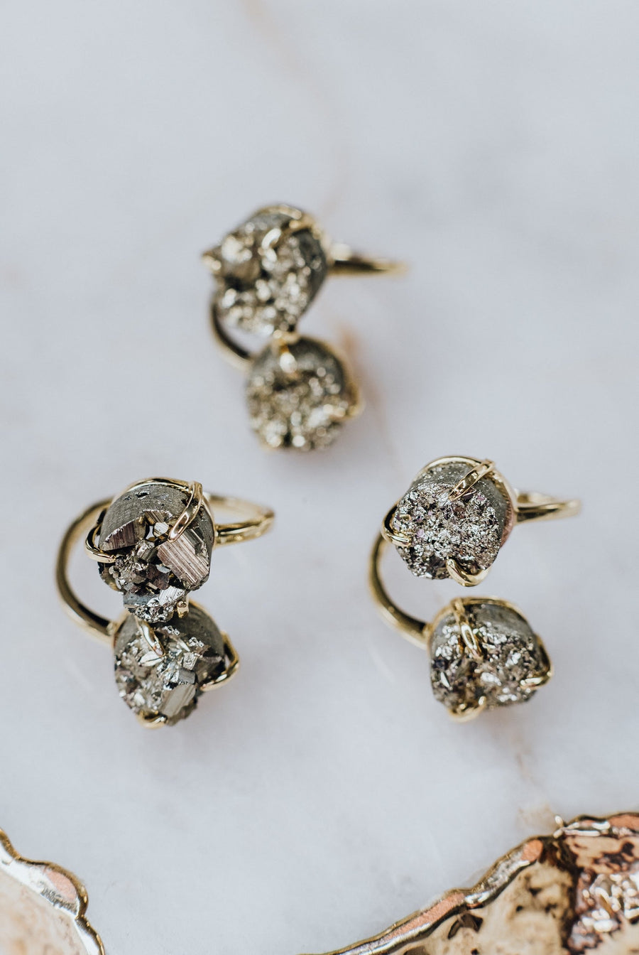 Bague en argent sterling en pyrite