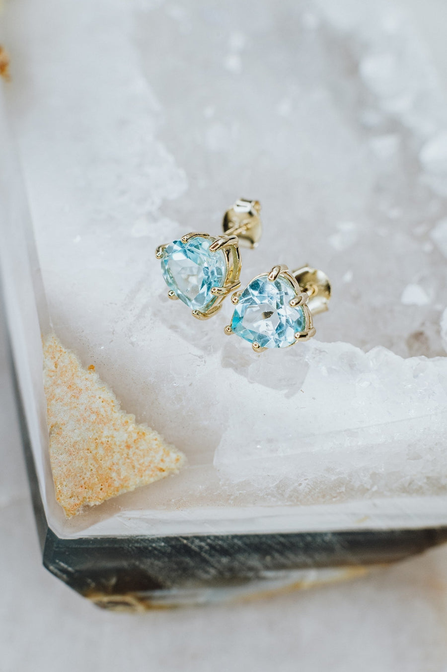 Blue topaz heart earrings